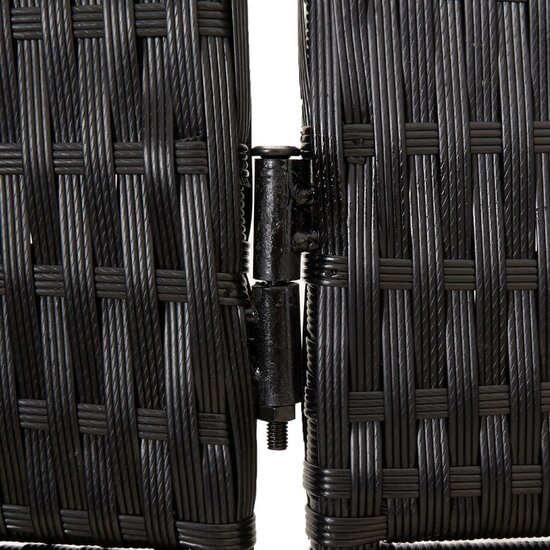Kamerscherm 6 panelen poly rattan zwart