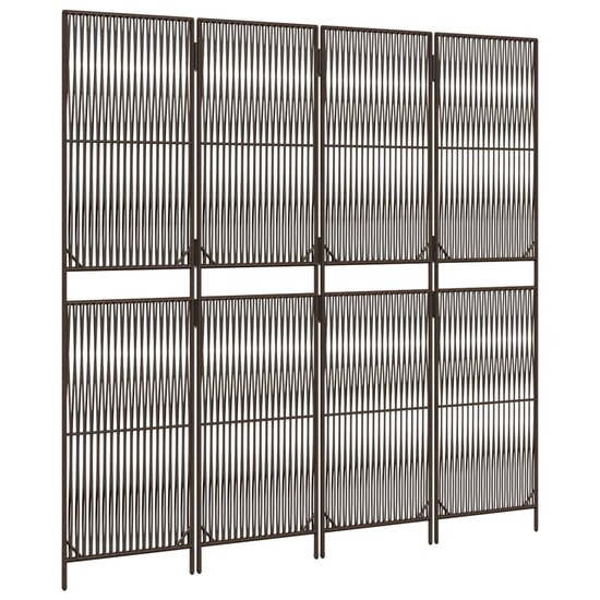 Kamerscherm 4 panelen poly rattan bruin