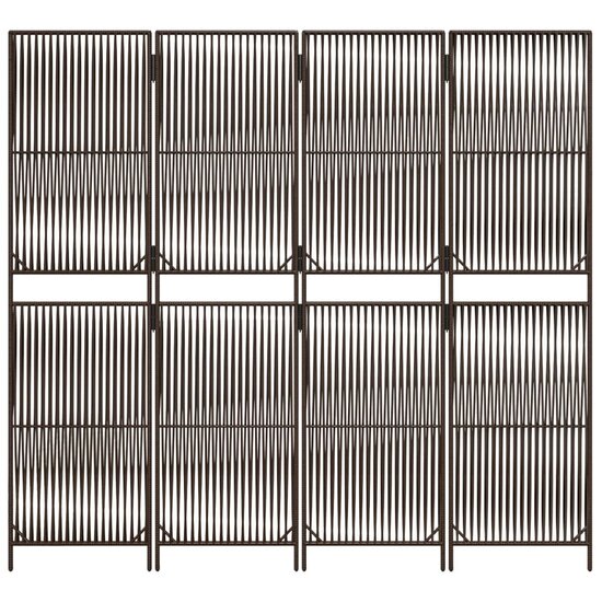 Kamerscherm 4 panelen poly rattan bruin