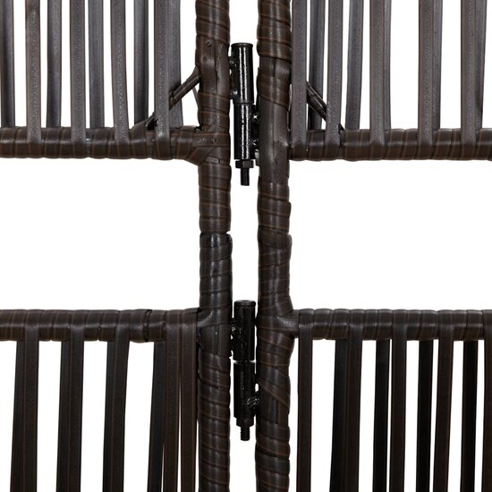 Kamerscherm 4 panelen poly rattan bruin