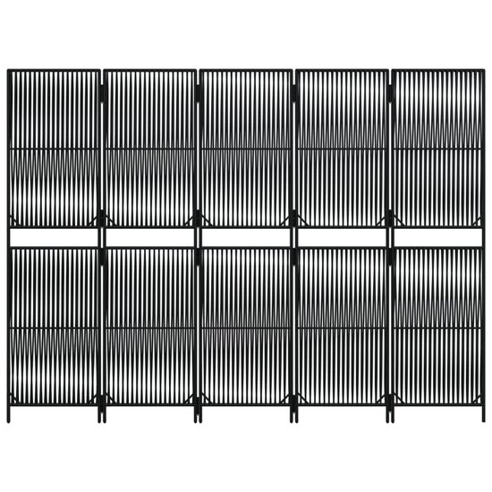 Kamerscherm 5 panelen poly rattan zwart