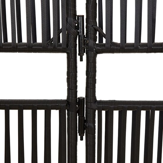 Kamerscherm 5 panelen poly rattan zwart