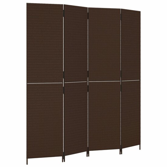 Kamerscherm 4 panelen poly rattan bruin