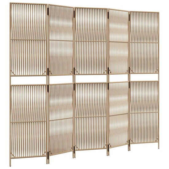 Kamerscherm 5 Panelen Poly Rattan Beige 1 245 x 200 cm