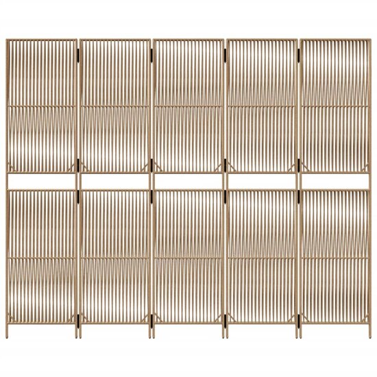 Kamerscherm 5 Panelen Poly Rattan Beige 1 245 x 200 cm