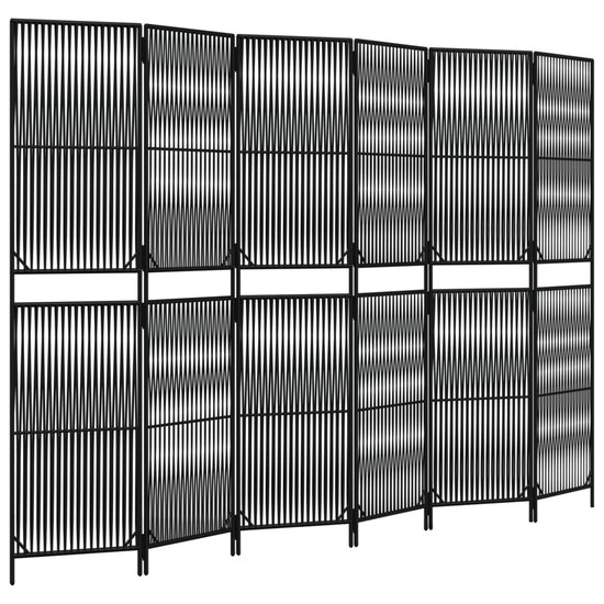 Kamerscherm 6 Panelen Poly Rattan Zwart 1 294 x 200 cm