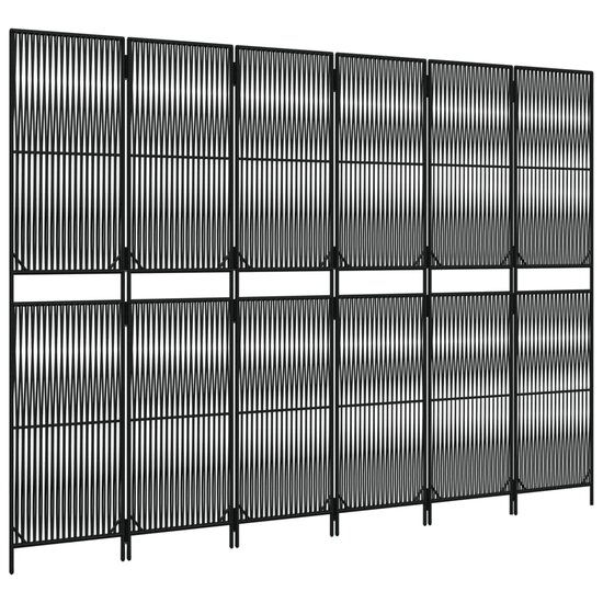 Kamerscherm 6 Panelen Poly Rattan Zwart 1 294 x 200 cm