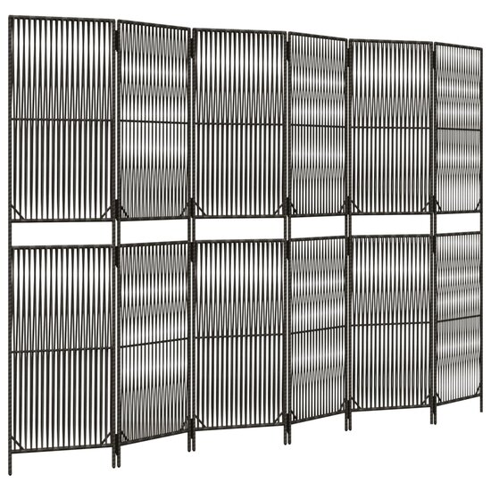 Kamerscherm 6 Panelen Poly Rattan Grijs 1 294 x 200 cm