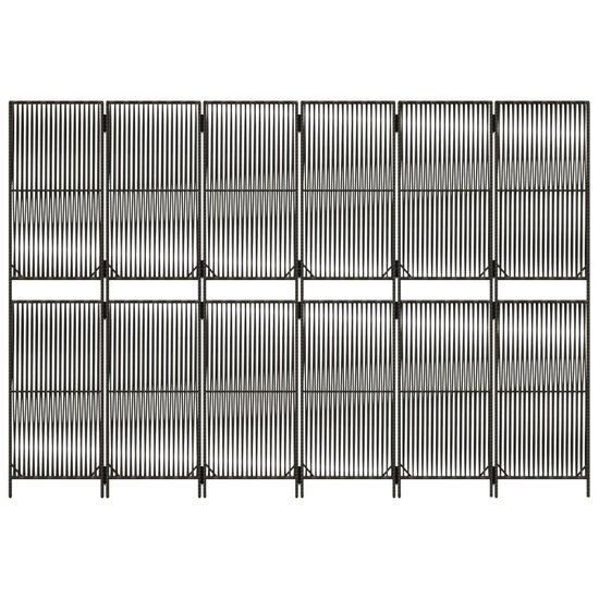 Kamerscherm 6 Panelen Poly Rattan Grijs 1 294 x 200 cm