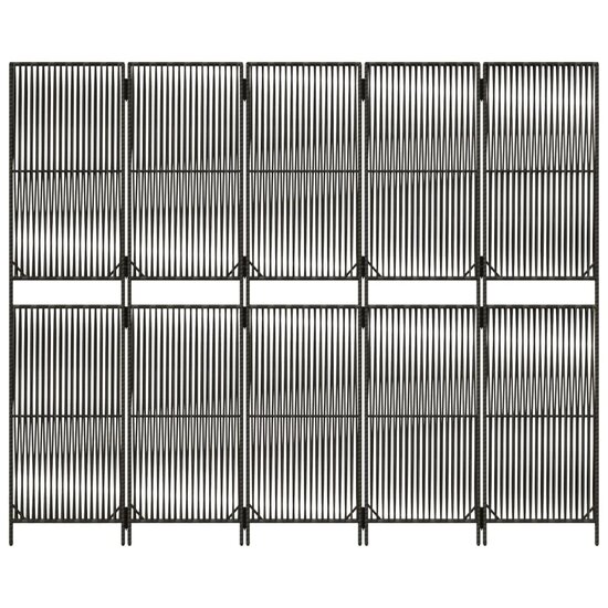 Kamerscherm 5 Panelen Poly Rattan Grijs 1 245 x 200 cm