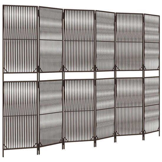 Kamerscherm 6 Panelen Poly Rattan Bruin 1 294 x 200 cm