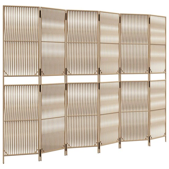 Kamerscherm 6 Panelen Poly Rattan Beige 1 294 x 200 cm