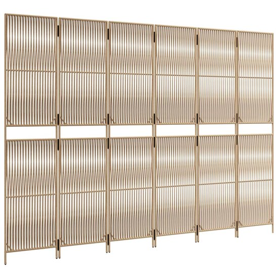 Kamerscherm 6 Panelen Poly Rattan Beige 1 294 x 200 cm