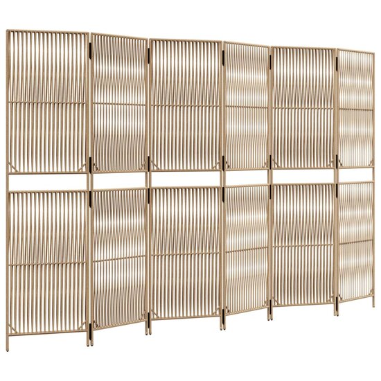 Kamerscherm 6 Panelen Poly Rattan Beige 1 294 x 180 cm