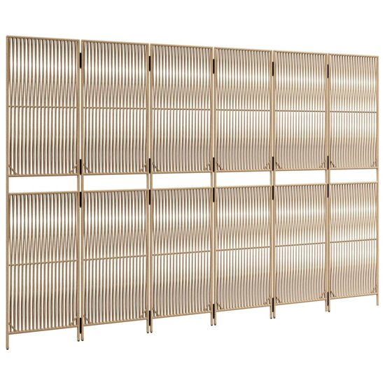 Kamerscherm 6 Panelen Poly Rattan Beige 1 294 x 180 cm