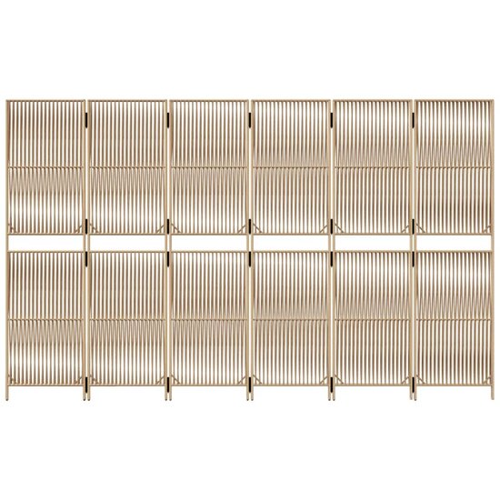 Kamerscherm 6 Panelen Poly Rattan Beige 1 294 x 180 cm
