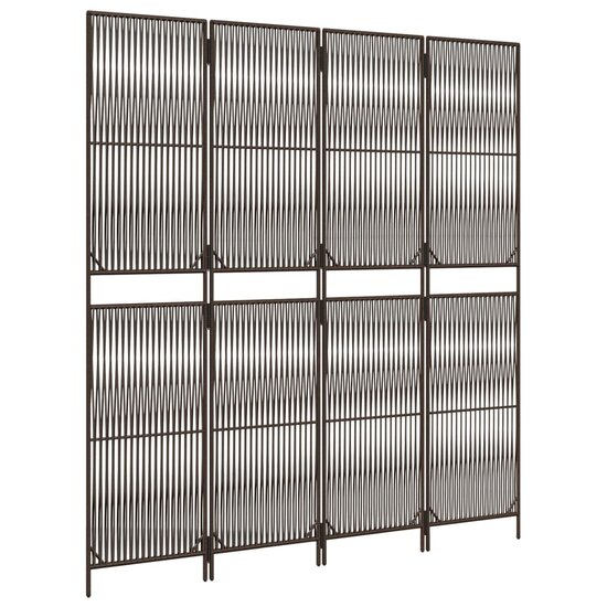 Kamerscherm 4 Panelen Poly Rattan Bruin 1 196 x 200 cm