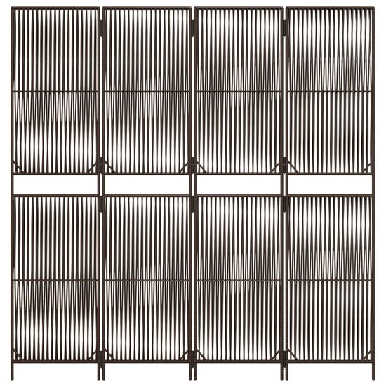 Kamerscherm 4 Panelen Poly Rattan Bruin 1 196 x 200 cm