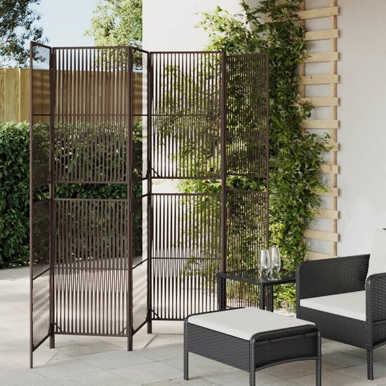 Kamerscherm 6 Panelen Poly Rattan Bruin 1 294 x 180 cm