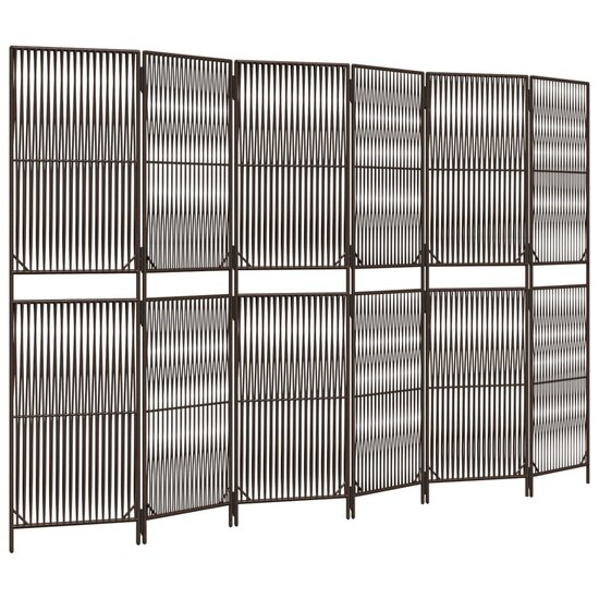Kamerscherm 6 Panelen Poly Rattan Bruin 1 294 x 180 cm