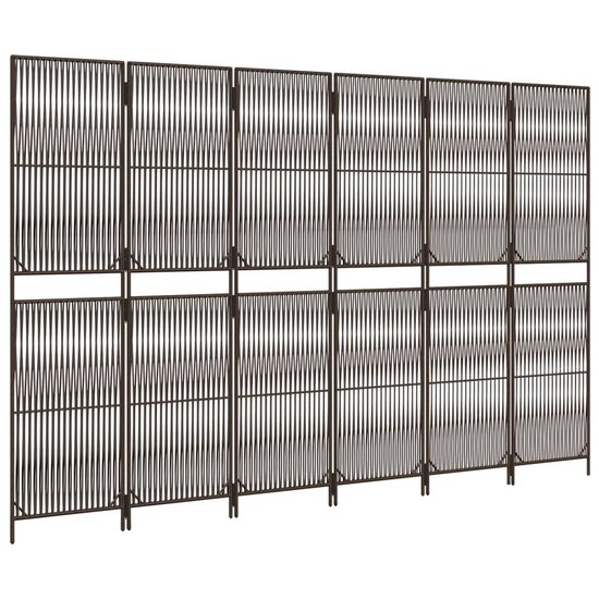 Kamerscherm 6 Panelen Poly Rattan Bruin 1 294 x 180 cm