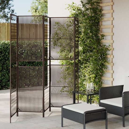 Kamerscherm 5 Panelen Poly Rattan Bruin 1 245 x 180 cm