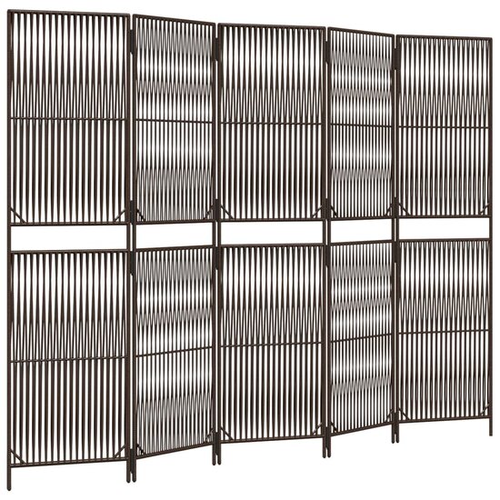 Kamerscherm 5 Panelen Poly Rattan Bruin 1 245 x 180 cm