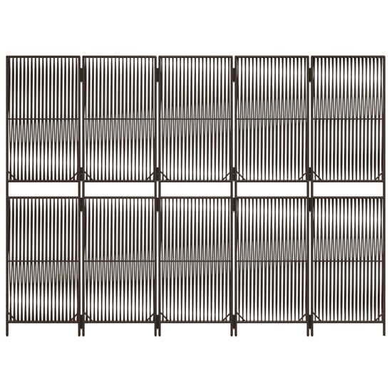 Kamerscherm 5 Panelen Poly Rattan Bruin 1 245 x 180 cm