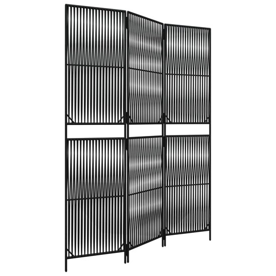 Kamerscherm 3 Panelen Poly Rattan Zwart 1 147 x 200 cm