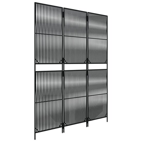 Kamerscherm 3 Panelen Poly Rattan Zwart 1 147 x 200 cm