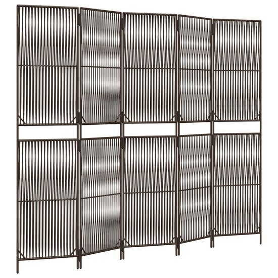 Kamerscherm 5 Panelen Poly Rattan Bruin 1 245 x 200 cm