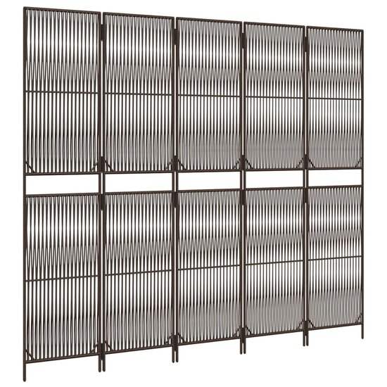 Kamerscherm 5 Panelen Poly Rattan Bruin 1 245 x 200 cm