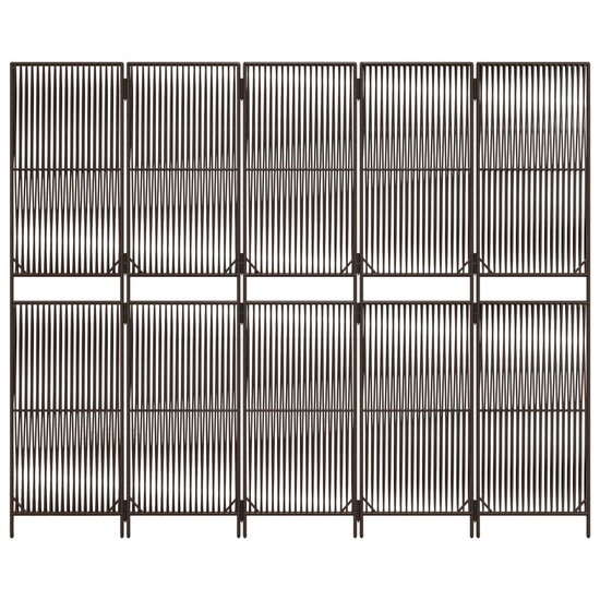 Kamerscherm 5 Panelen Poly Rattan Bruin 1 245 x 200 cm