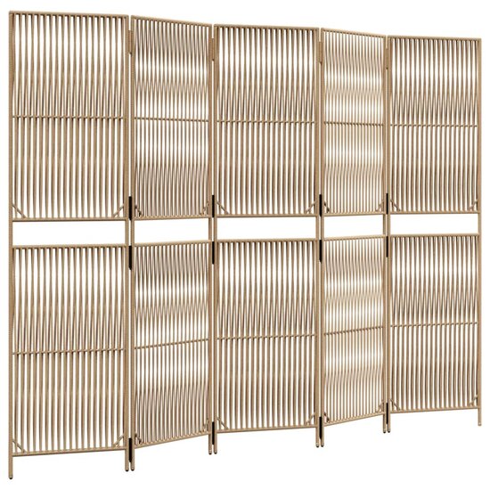 Kamerscherm 5 Panelen Poly Rattan Beige 1 245 x 180 cm