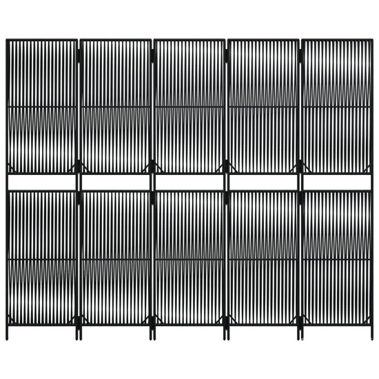 Kamerscherm 5 panelen poly rattan zwart