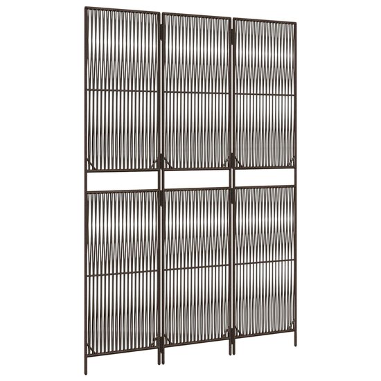 Kamerscherm 3 panelen poly rattan bruin