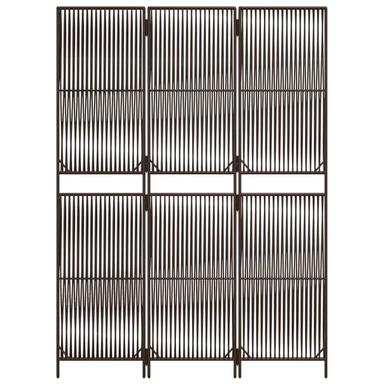 Kamerscherm 3 panelen poly rattan bruin