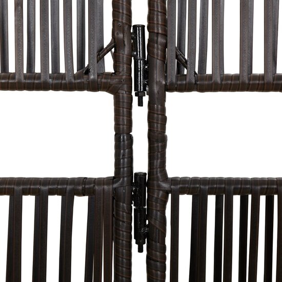 Kamerscherm 3 panelen poly rattan bruin
