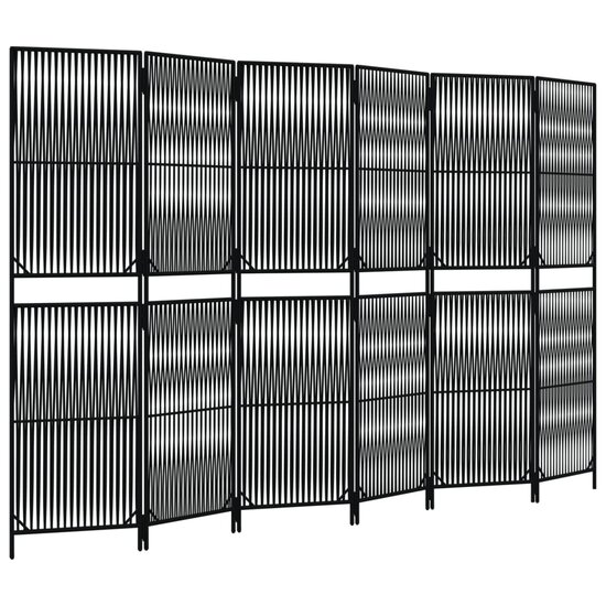 Kamerscherm 6 Panelen Poly Rattan Zwart 1 294 x 180 cm