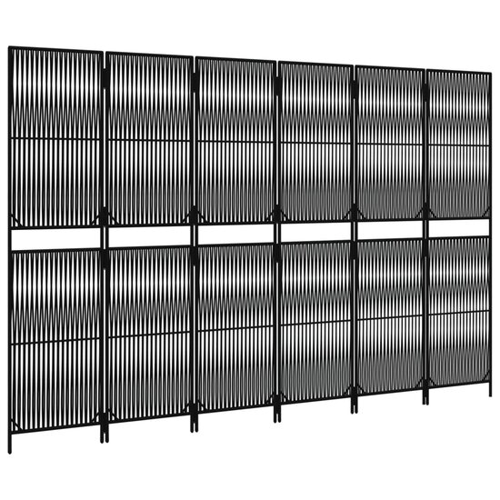 Kamerscherm 6 Panelen Poly Rattan Zwart 1 294 x 180 cm