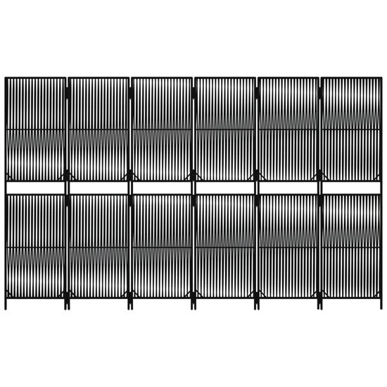 Kamerscherm 6 Panelen Poly Rattan Zwart 1 294 x 180 cm