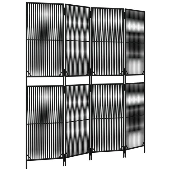 Kamerscherm 4 Panelen Poly Rattan Zwart 1 196 x 200 cm