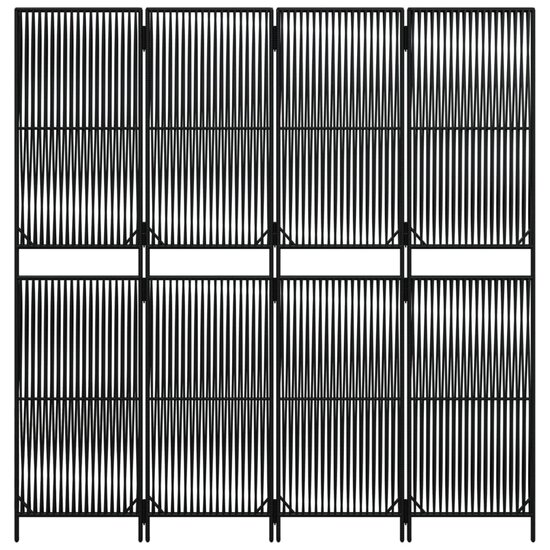 Kamerscherm 4 Panelen Poly Rattan Zwart 1 196 x 200 cm