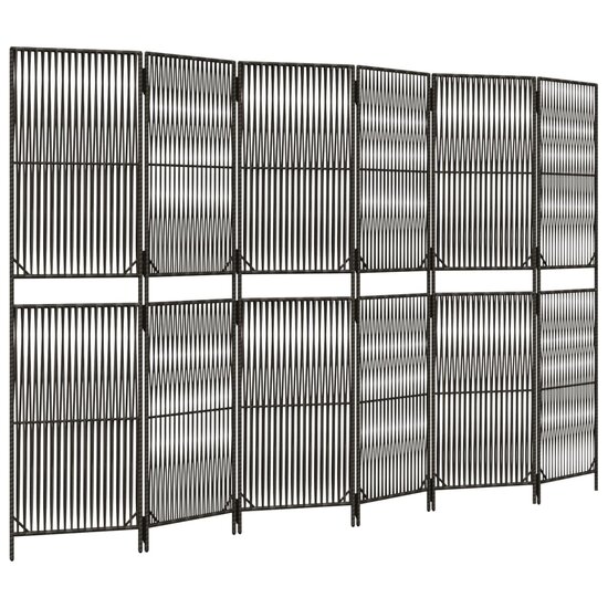 Kamerscherm 6 Panelen Poly Rattan Grijs 1 294 x 180 cm