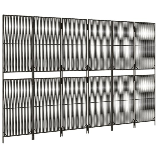 Kamerscherm 6 Panelen Poly Rattan Grijs 1 294 x 180 cm