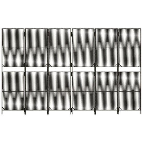 Kamerscherm 6 Panelen Poly Rattan Grijs 1 294 x 180 cm