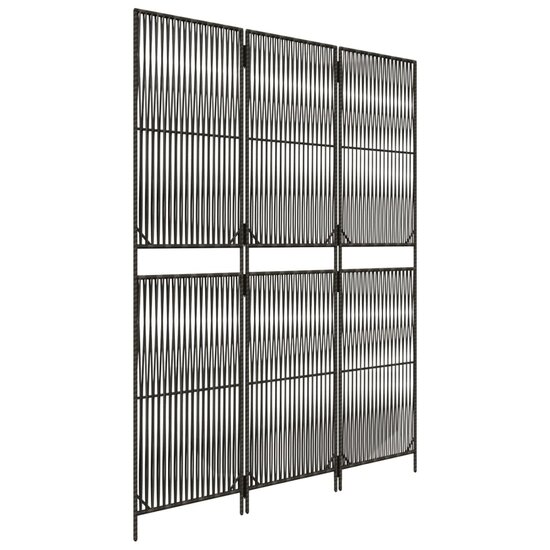 Kamerscherm 3 Panelen Poly Rattan Grijs 1 147 x 200 cm