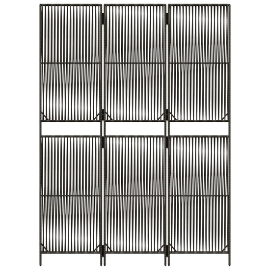 Kamerscherm 3 Panelen Poly Rattan Grijs 1 147 x 200 cm