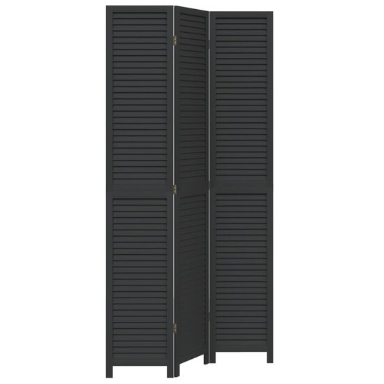 Kamerscherm Met 3 Panelen Massief Paulowniahout Zwart 40 x 220 cm