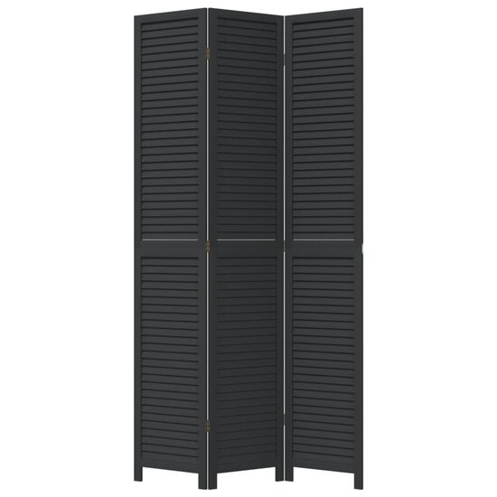 Kamerscherm Met 3 Panelen Massief Paulowniahout Zwart 40 x 220 cm